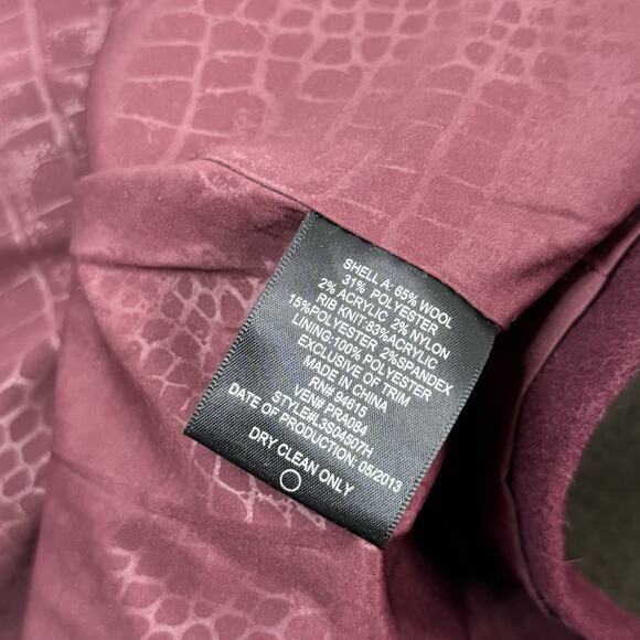 Sam Edelman Burgundy Wool Blend Asymmetrical Wrap Coat Women’s Large - Picture 8 of 9